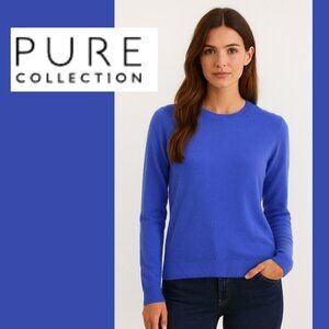 NWT100% Cashmere Pure Collection Crew Neck Blue Sweater (Size US 2)